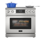 KoolMore Reserve 36 in. Electric Induction Range Oven with Ceramic Glass Cooktop, True Convection, 240V, 6.0 Cu. Ft., Air Fry, Sync Burners, CSA Certified in Stainless Steel (KM-IPR-36TP-SS)